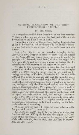 Critical examination of the first propositions of euclid.