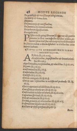 Tituli Sive Rubricae Sexti Libri Decretalium.