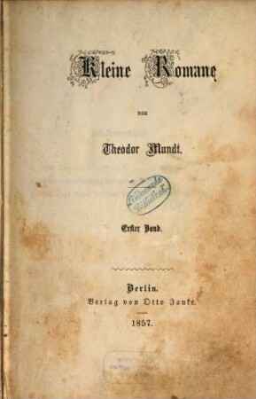Kleine Romane, 1