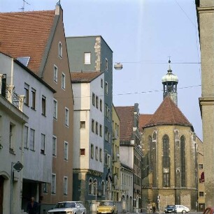 Regensburg. Kirche Sankt Oswald. Ansicht von Osten, Blick auf den Chor