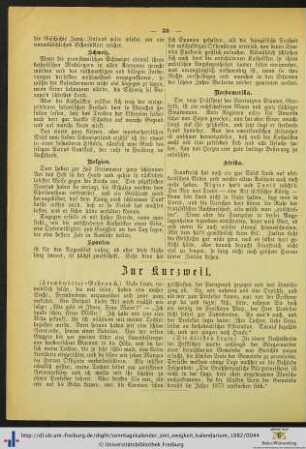 Zur Kurzweil.