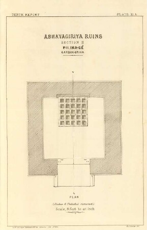 Plate XI.A. Abhayagiriya ruins. Section II. Pilima-gé. Garbha-griha. Plan.