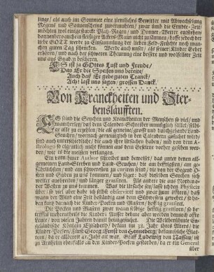 Von Kranckheiten und Sterbensläufften.