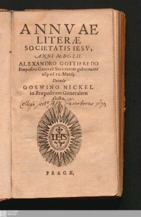 1: Annuae litterae Societatis Jesu : anni ..