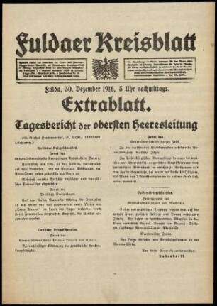 Ausgabe vom Samstag, den 30. Dezember 1916.