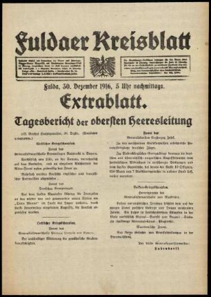 Ausgabe vom Samstag, den 30. Dezember 1916.