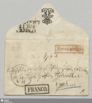 53. Karoline Henriette Christiane <Hessen-Darmstadt, Landgräfin> (Briefkuvert)