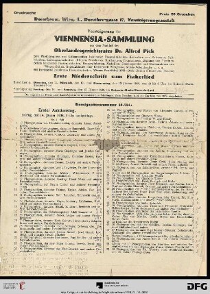 Erster Auktionstag. Freitag, den 14. Jänner 1938, 3 Uhr nachmittags (Nr. 1-340)