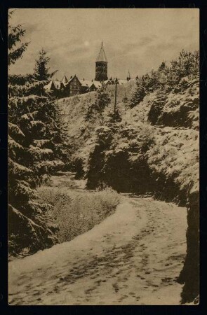 Benediktinerabtei Sankt Mauritius und Sankt Maurus, Clerf (Clervaux): Außenansicht (Postkarte)