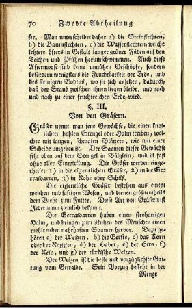 §. III. Von den Gräsern.