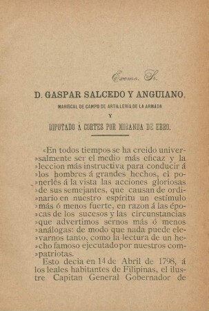 Excmo. Sr. D. Gaspar Salcedo y Anguiano, ...