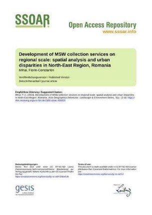 Development of MSW collection services on regional scale: spatial analysis and urban disparities in North-East Region, Romania
