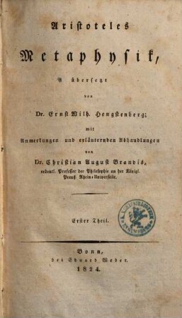 Aristoteles Metaphysik, 1