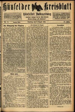 Zweite Ausgabe vom Samstag, den 02. August 1924.