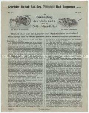 Bekämpfung des Unkrauts durch die Drill- und Hackkultur