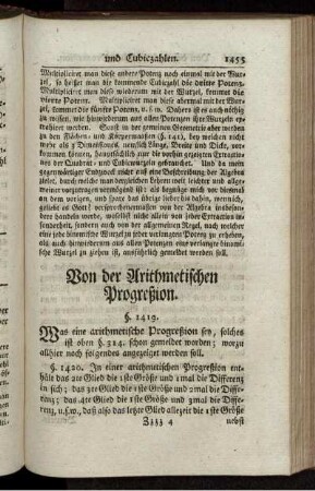 Von der Arithmetischen Progreßion.