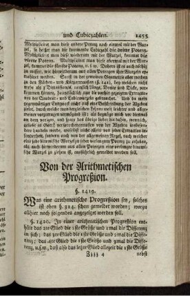 Von der Arithmetischen Progreßion.