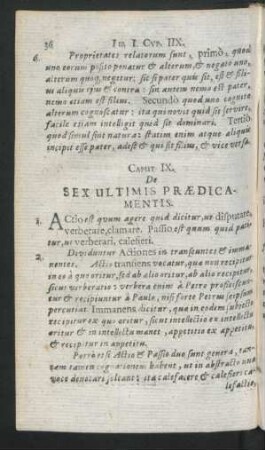 Caput IX. De Sex Ultimis Praedicamentis.
