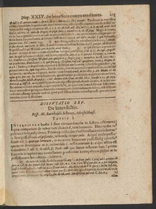 Disputatio XXV. De Interdictis