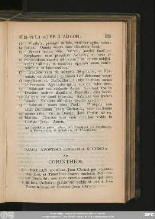 Pauli Apostoli Epistola Secunda Ad Corinthios.