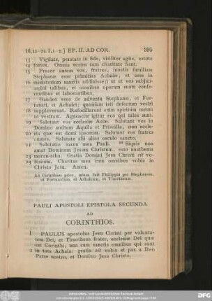 Pauli Apostoli Epistola Secunda Ad Corinthios.