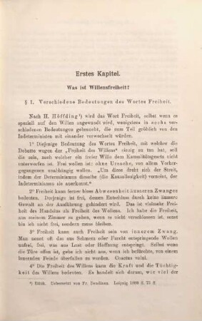 Erstes Kapitel. Was ist Willensfreiheit?
