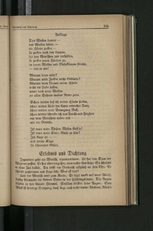 Erlebnis und DIchtung