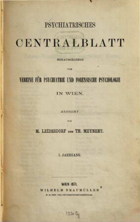 Psychiatrisches Centralblatt. 1. 1871