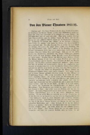 Von den Wiener Theatern 1911/12