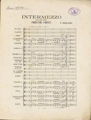 Freund Fritz : lyrisches Lustspiel in drei Acten ; Intermezzo für Orchester