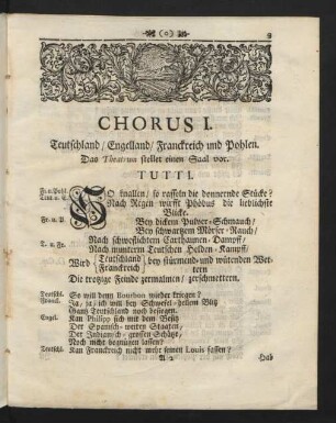Chorus I. Teutschland / Engelland / Franckreich und Pohlen.