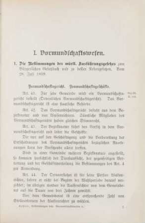 I. Vormundschaftswesen