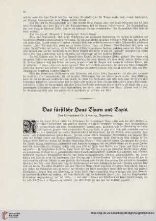25: Das fürstliche Haus Thurn und Taxis
