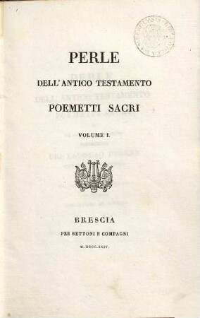 Perle dell'Antico Testamento : Poemetti sacri ..., 1