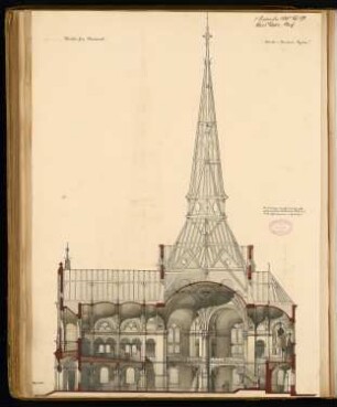 Evangelische Kirche, Neuwied Monatskonkurrenz September 1880: Längsschnitt