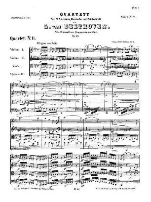 Beethoven's Werke. 47 = Serie 6: Quartette für 2 Violinen, Bratsche und Violoncell, Quartett : op. 95