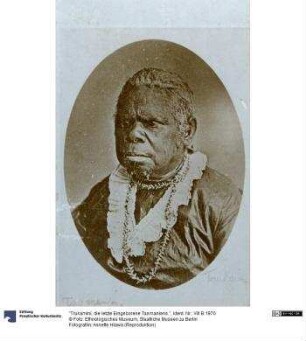 "Trukamini, die letzte Eingeborene Tasmaniens."