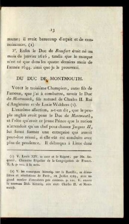 Du Duc De Montmouth.