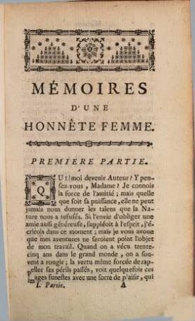 Mémoires D'Une Honnête Femme, 1