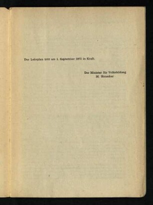 Der Lehrplan tritt ...