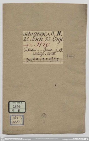 Sonatas - Mus.2035-Q-5 : vl (2), vlc, bc - D; PasT A.3.3.11; GieT deest