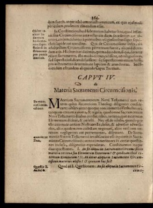 Caput IV. de Materia Sacramenti Circumcisionis.