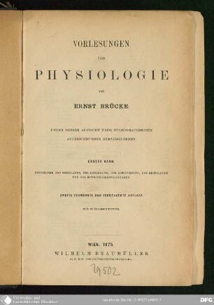 1: Vorlesungen über Physiologie