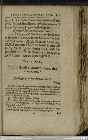Caput XXXI. de Iure dandi civitatem, item, dandi nundinas