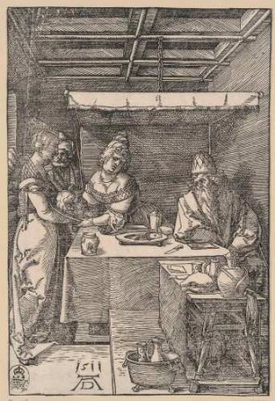 Herodias empfängt das Haupt des Johannes