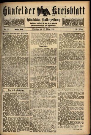 Zweite Ausgabe vom Dienstag, den 17. März 1925.