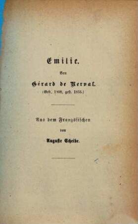 Emilie : Aus dem Französischen von Auguste Scheibe