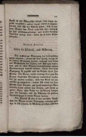 Drittes Kapitel. Ueber die Fäulniß, und Gährung.