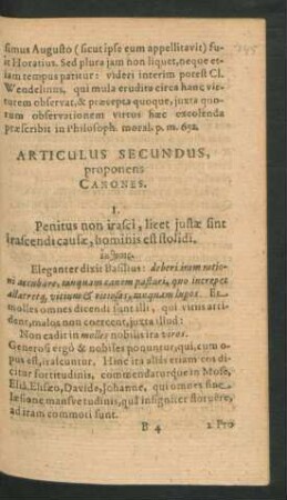 Articulus Secundus proponens Canones.