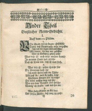 Ander Theil Geistlicher Reim-Gedichte. I. - X.